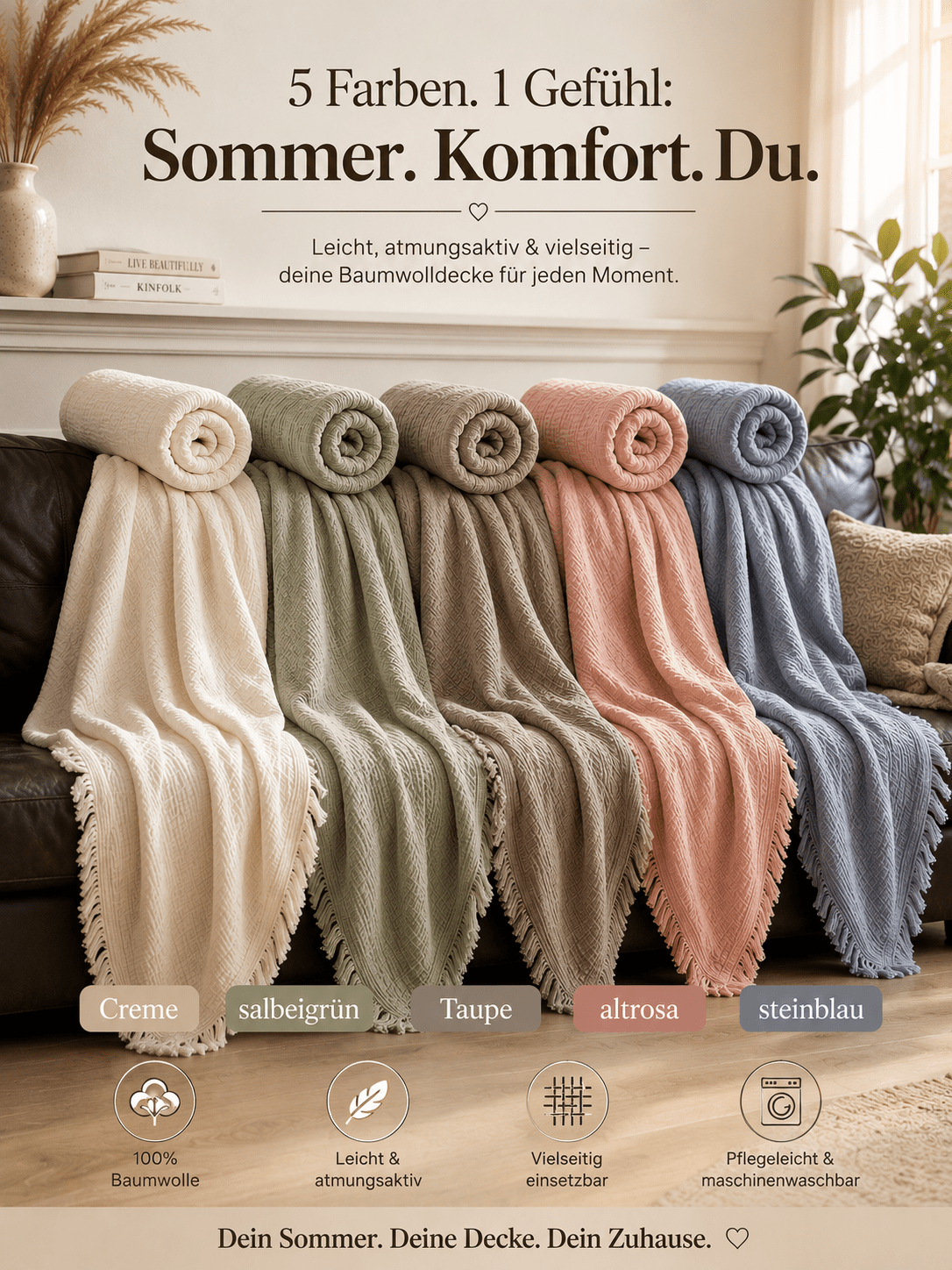 Musselindecke aus 100% Baumwolle - Apexdirectstore