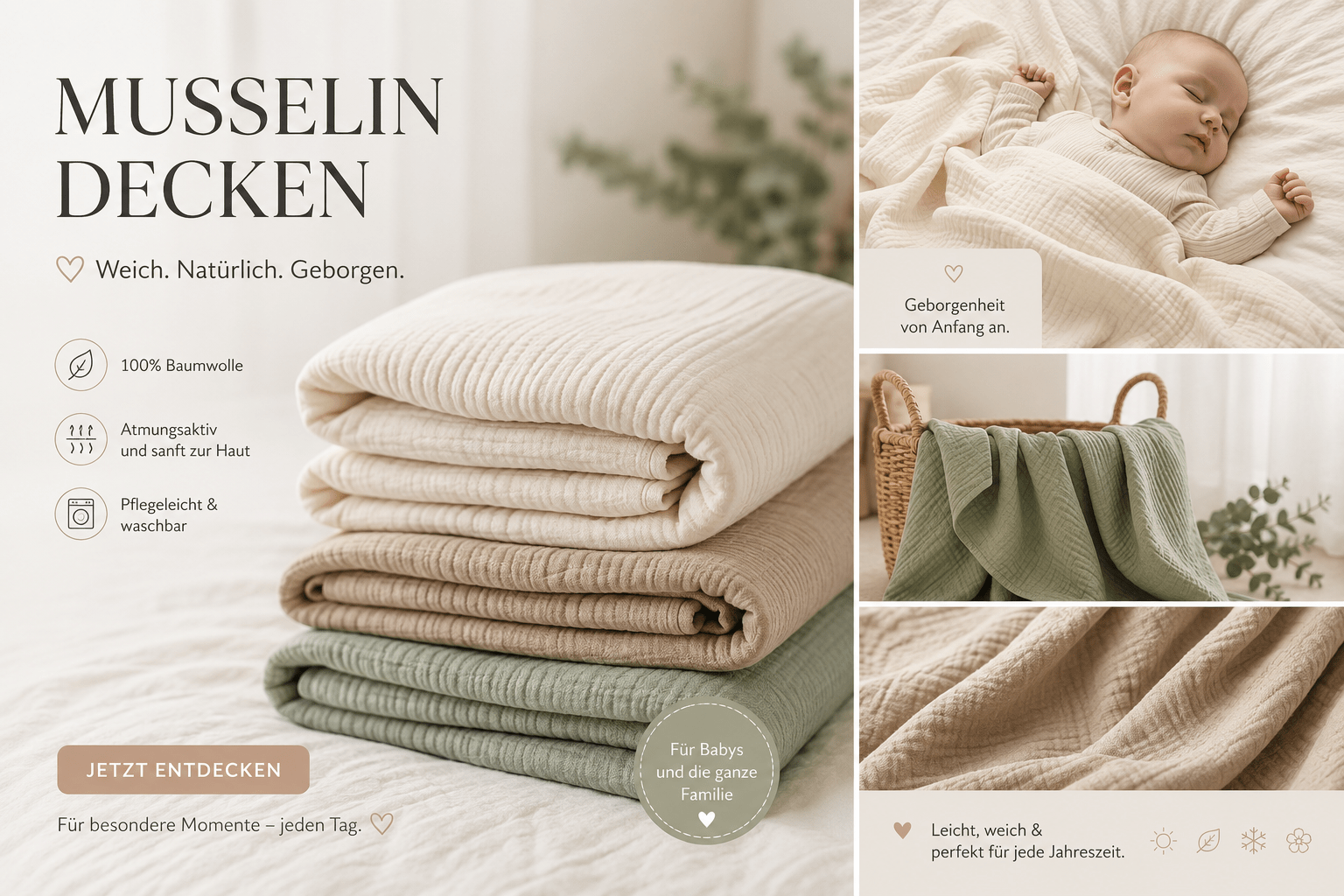 Musselindecke aus 100% Baumwolle - Apexdirectstore