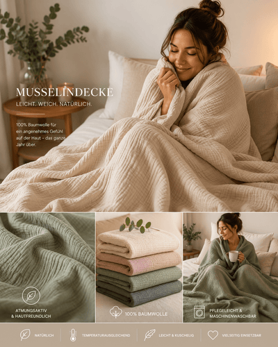Musselindecke aus 100% Baumwolle - Apexdirectstore